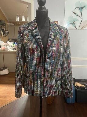Multicolor Tweed Blazer Jacket - Women's